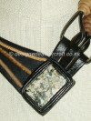 Black Leather with Pegmatite Stone